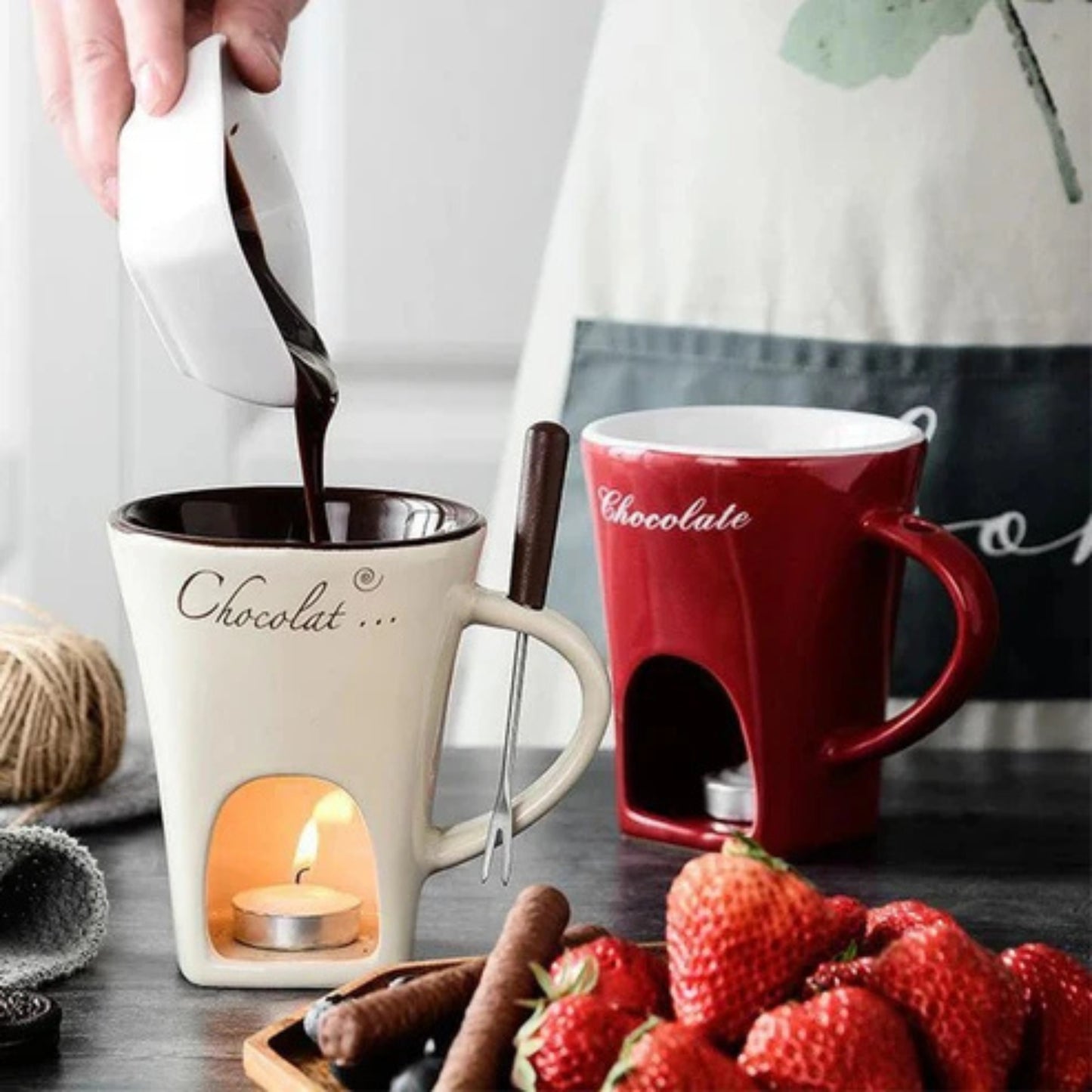 Tazza personale in ceramica per fonduta di cioccolato da 130 ml