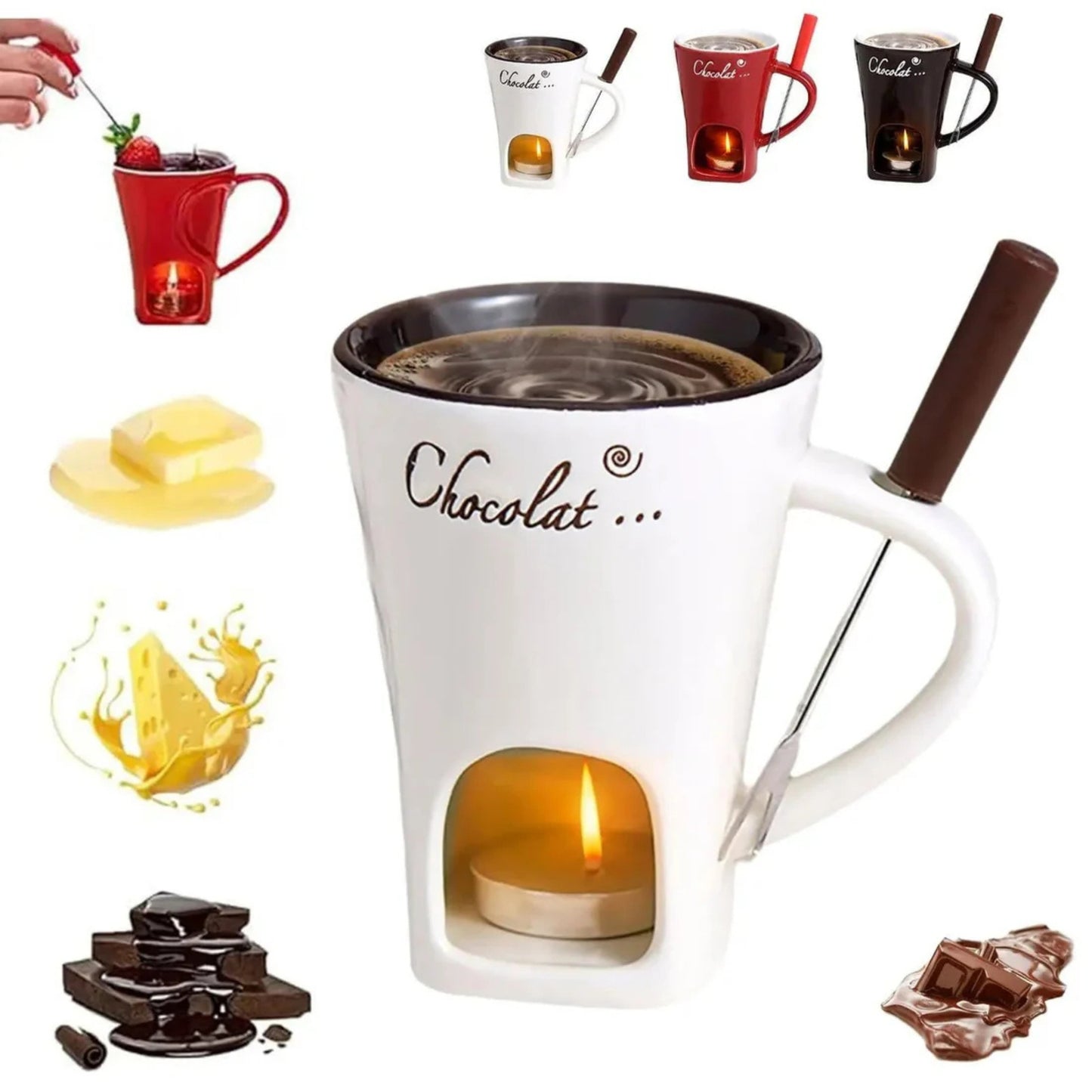 Tazza personale in ceramica per fonduta di cioccolato da 130 ml