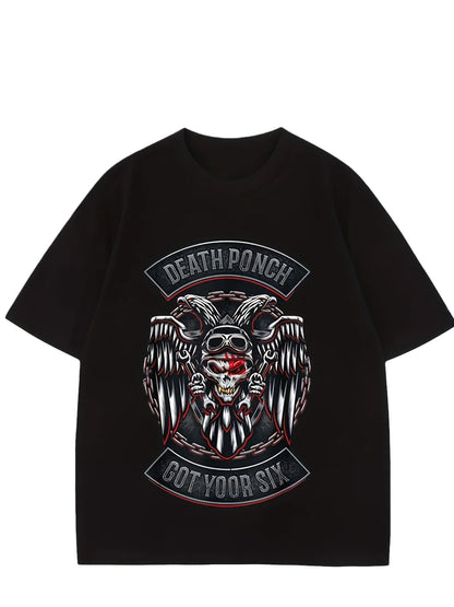 Maglietta da uomo in cotone con grafica Skull & Wings 