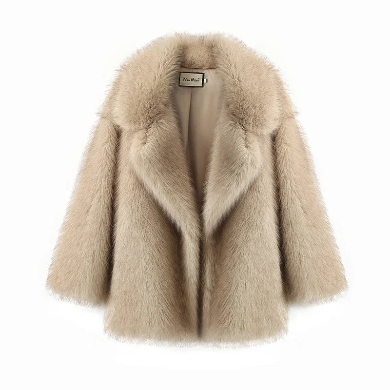 Cappotto oversize da donna in pelliccia sintetica sfumata 