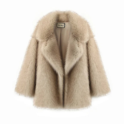 Cappotto oversize da donna in pelliccia sintetica sfumata 