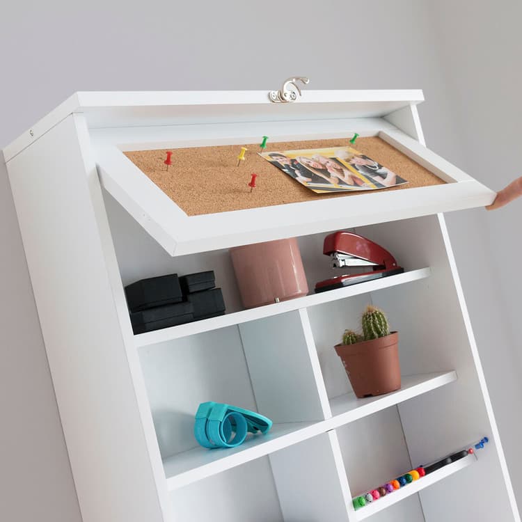 Foldable Wall - Mounted Desk with Shelves - MegaStore24