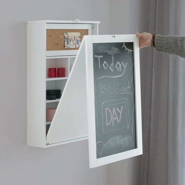 Foldable Wall - Mounted Desk with Shelves - MegaStore24